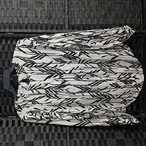 Vintage Hana Sung Black And White Bamboo Blouse 100% Silk Sz 14